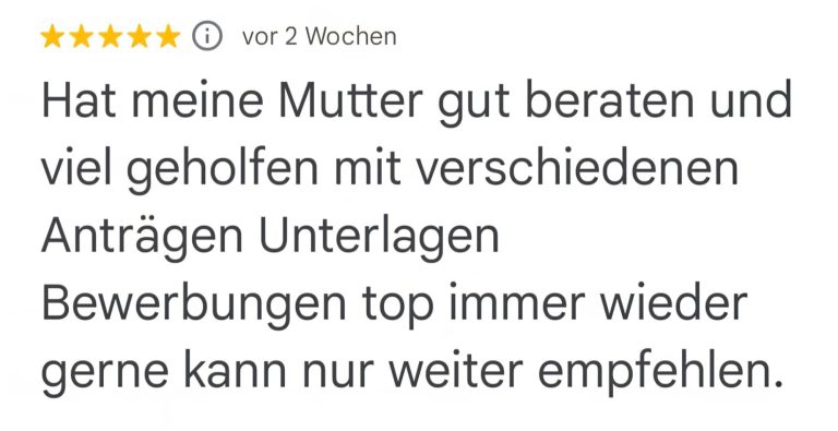 Screenshot einer Rückmeldung zur erfolgreichen Integration in den deutschen Arbeitsmarkt mit Unterstützung von Irina Stremel.

